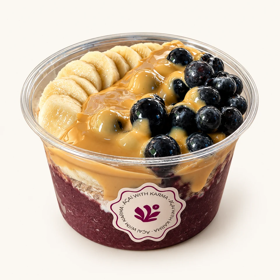Açaí Fit con Leche en polvo, Avena, Plátano, Arándano, Crema de cacahuete 100 %